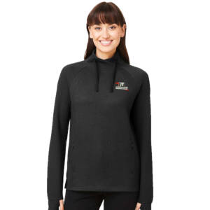JT Concrete Contractors North End Women’s Rhythm Waffle Cross Neck Pullover – Black