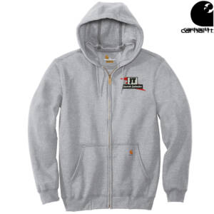 JT Concrete Contractors Carhartt  Midweight Hooded Zip Front Sweatshirt – HeatherGrey