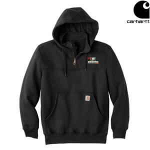 JT Concrete Contractors Carhartt Rain Defender Paxton Heavyweight Hooded Zip Mock Sweatshirt – Black