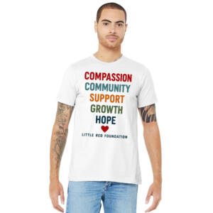 Little Red Foundation Bella Canvas Short Sleeve combed and ring spun cotton T Shirt – White