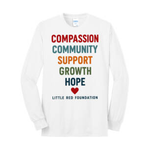 Little Red Foundation Unisex Long Sleeve Core Blend T Shirt – White