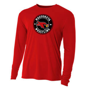 Maq Little Cards Wrestling Adult Cooling Performance long sleeve Crew Tee-Scarlet