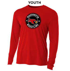 Maq Little Cards Wrestling Youth Cooling Performance long sleeve Crew Tee-Scarlet