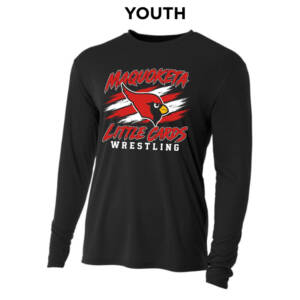Maq Little Cards Wrestling Youth Cooling Performance long sleeve Crew Tee-Black