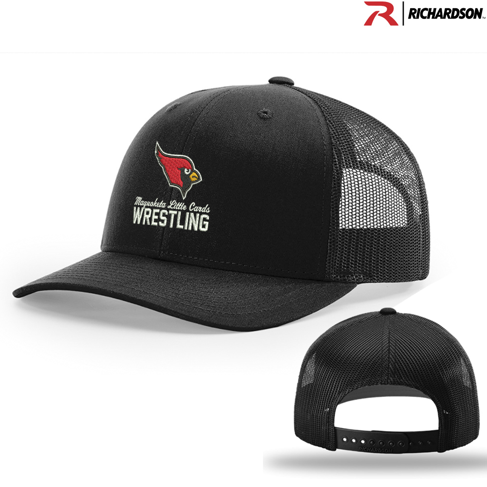 Maq Little Cards Wrestling Richardson Pro Mesh Adjustable Trucker Cap-Black