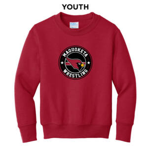 Maq Little Cards Wrestling Youth Fleece Crewneck Sweatshirt-Red