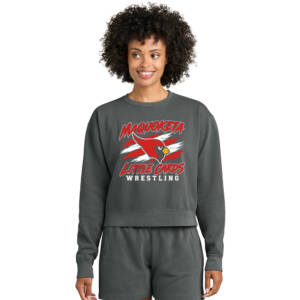 Maq Little Cards Wrestling Comfort Colors Women’s Mid-Length Crewneck Sweatshirt-Pepper