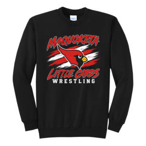 Maq Little Cards Wrestling Unisex Core Fleece Crewneck Sweatshirt-Black