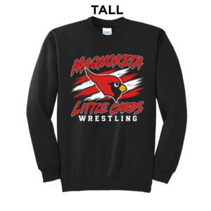 Maq Little Cards Wrestling Tall Fleece Crewneck Sweatshirt-Black