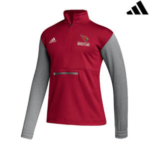 Maq Little Cards Wrestling Adidas Team Issue color block 1/4 zip pullover -Power Red/Grey (S, M, L)