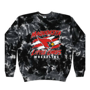 Maq Little Cards Wrestling Colortone Unisex Tie-Dyed Fleece Crewneck Sweatshirt-Multi Black