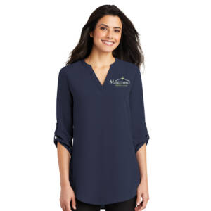 Milestone Port Authority Ladies 3/4 Sleeve Tunic Blouse – True Navy