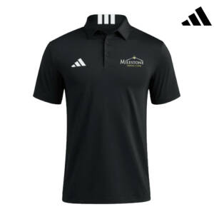 Milestone Adidas 3 Stripe short sleeve Polo Black