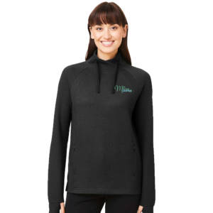 Mini Movement North End Women’s Rhythm Waffle Cross Neck Pullover – Black