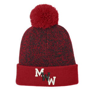 Maq Women Wrestling Sport-Tek Halftime Heather Pom Beanie-Red/Black