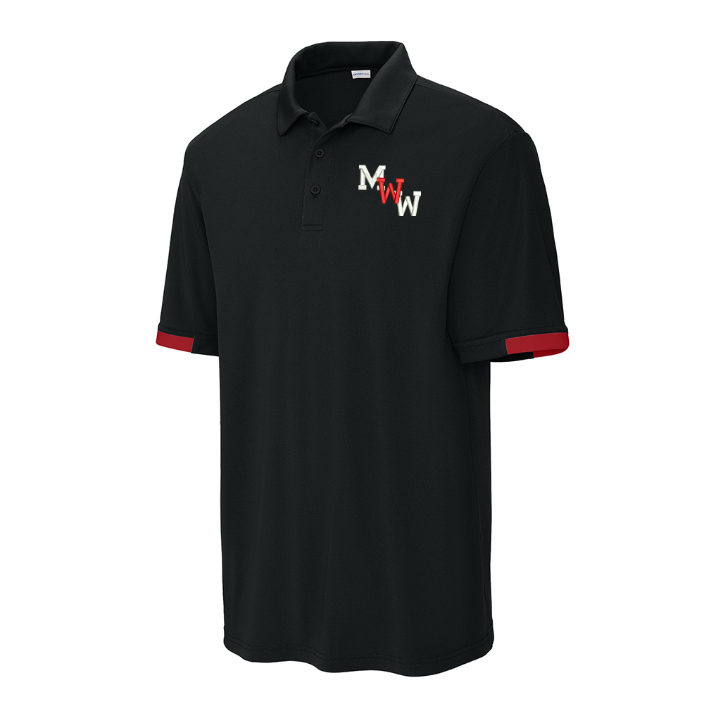 Maq Women Wrestling Sport Tek Men Club Colorblock Polo - Black/Red