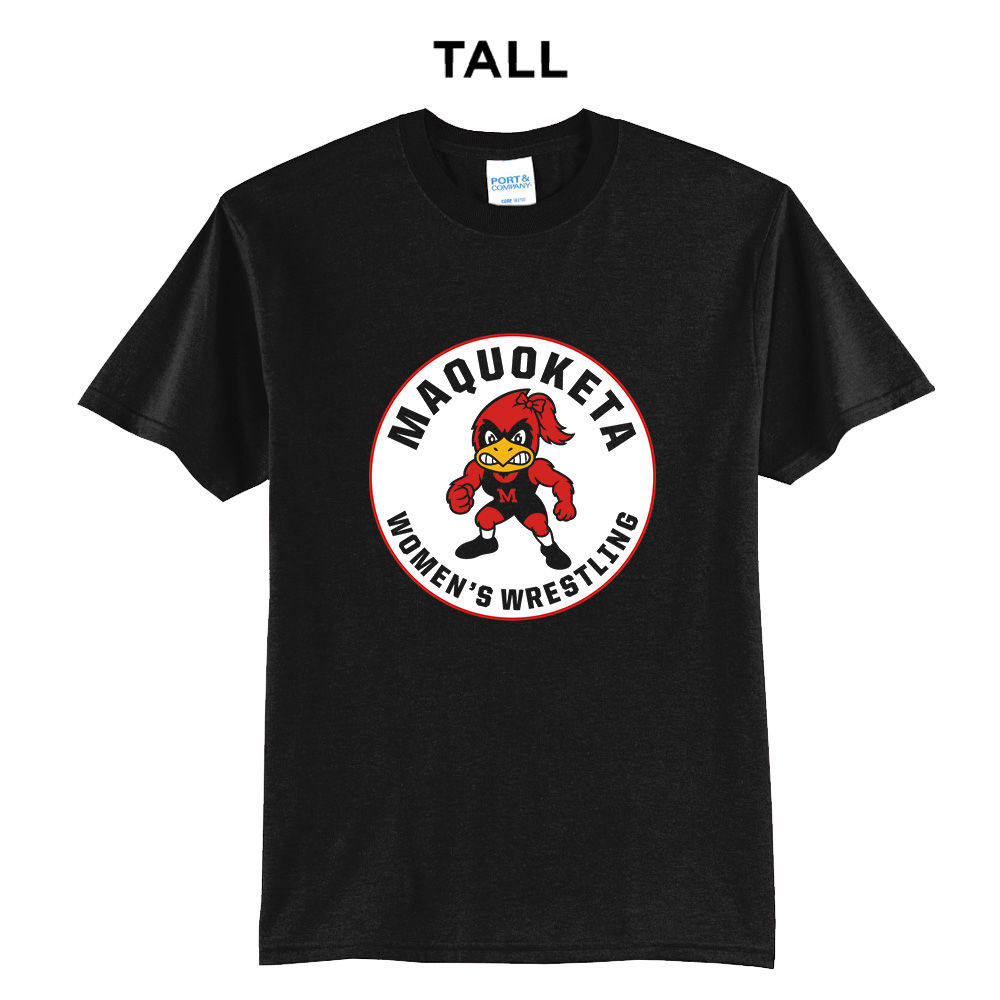 Maq Women Wrestling Tall Core Blend short Sleeve T Shirts - Black