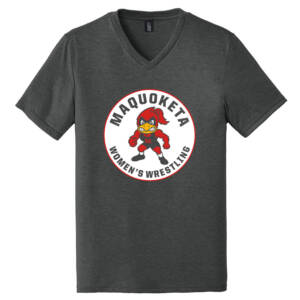 Maq Women Wrestling Men Perfect Triblend V Neck Short Sleeve Tee-Black Frost