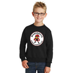 Maq Women Wrestling Youth Crewneck Sweatshirt -Black