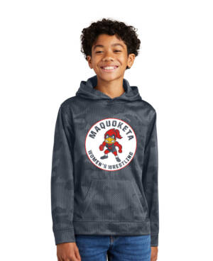 Maq Women Wrestling Sport Tek Sport Wick CamoHex YOUH Fleece Hooded Pullover – Dark Smoke Grey