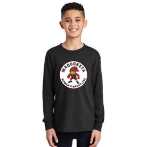 Maq Women Wrestling  Youth Cotton Long Sleeve T Shirt -Black