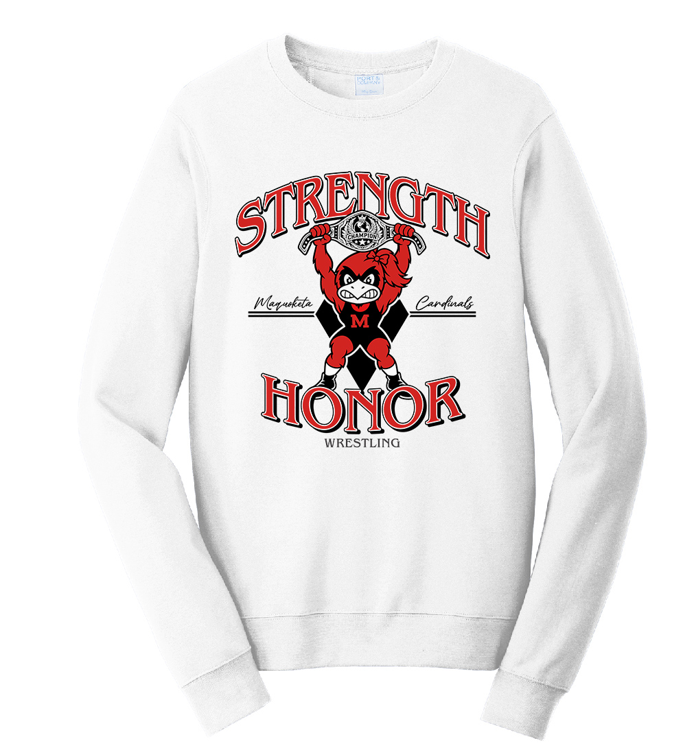 Maq Women Wrestling Unisex Fan Favorite Crew Sweatshirt - White