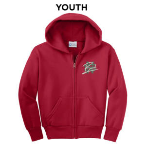NS Band Youth Core Fleece Full Zip Hooded Sweatshirt-Red