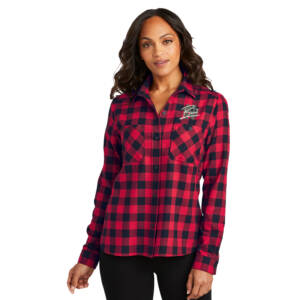 NS Band Port Authority Ladies Plaid Flannel Shirt-Red/Black Buffalo Check