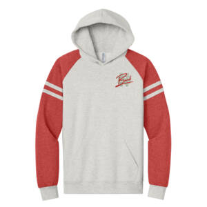 NS Band Jerzees Unisex NuBlend Varsity Colorblock Hooded Sweatshirt – OatmealHeather/FieryRedHeather