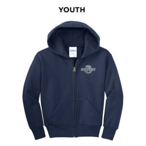 PV Girls Basketball Youth core fleece full zip hooded sweatshirt – Navy