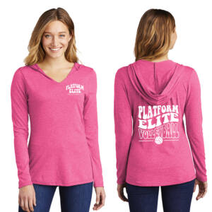Platform Elite VB District Made Ladies Perfect Tri Long Sleeve Hoodie – Fuchsia