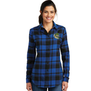 Prince of Peace Port Authority Ladies Plaid Flannel Tunic-Royal/Black