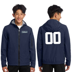 PVX Sport-Tek YOUTH Waterproof Insulated full zip hooded Jacket-Navy