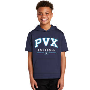 PVX Sport-Tek YOUTH Sport-Wick Fleece Short Sleeve Hooded Pullover-Navy