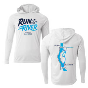 QC Half Marathon Men Cooling performance long sleeve hooded Tee-White