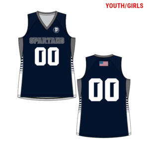 QC Pleasant Valley Volleyball Club Sublimated Youth-Girls Sleeveless Jersey-Navy