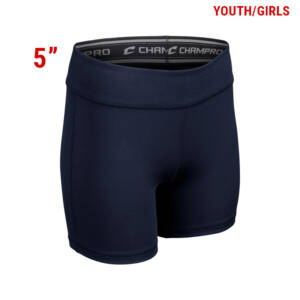 QC Pleasant Valley Volleyball Club Youth-Girls 5″ Compression Short-Navy