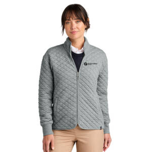 RV Health Brooks Brothers Women’s Diamond Quilt Full-Zip-Light Shadow Grey Heather
