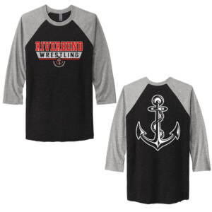 Riverbend Wrestling Next Level Tr-Blend Baseball Raglan Tee Unisex-Premium Heather/Black