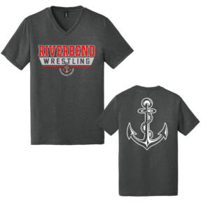 Riverbend Wrestling District Made Mens Perfect Tri V-Neck Tee-Black Frost