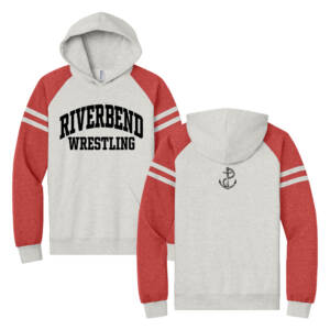 Riverbend Wrestling Jerzees Unisex NuBlend Varsity Colorblock Hooded Sweatshirt – OatmealHeather/FieryRedHeather