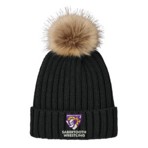 Sabertooth Wrestling Port Authority Faux Fur Pom Beanie – DeepBlack