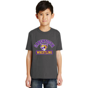 Sabertooth Wrestling Youth Short Sleeve T Shirt – Charcoal Grey