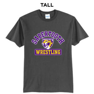 Sabertooth Wrestling  Tall Core Blend short Sleeve T Shirts – Charcoal Grey