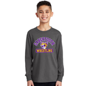 Sabertooth Wrestling Youth Cotton Long Sleeve T Shirt – Charcoal Grey