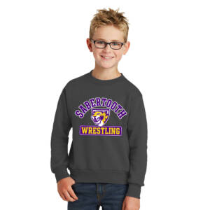 Sabertooth Wrestling  Youth Crewneck Sweatshirt – Charcoal Grey