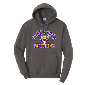Sabertooth Wrestling Unisex Classic Core weight Cozy Pullover Hooded Sweatshirt – Charcoal Grey