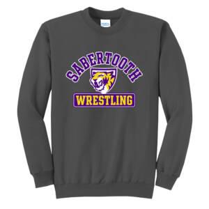 Sabertooth Wrestling Unisex Core Fleece Crewneck Sweatshirt – Charcoal Grey