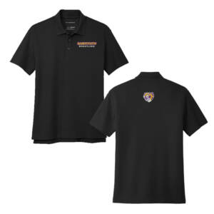 Sabertooth Wrestling Port Authority Men C FREE Cotton Blend Pique Polo – Black