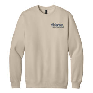 SLATE Port Co Unisex Foundation Fleece Pullover Crewneck Sweatshirt-Light Sand